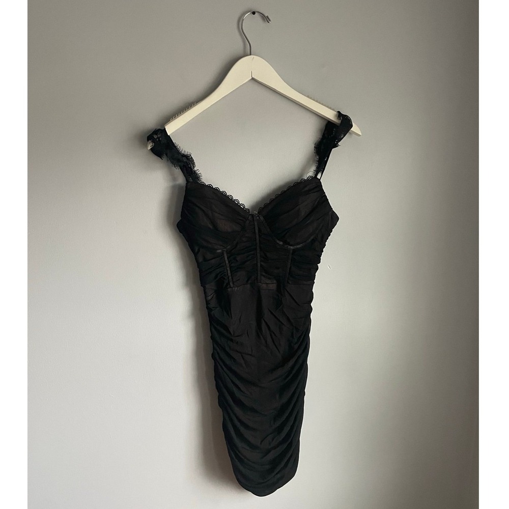 Windsor Black Ruched Sleeveless Bodycon Dress Whimsigoth Medium Coquette